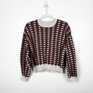 525 America Jacquard Lightweight Pullover in Sandstone Orange Green Size XS